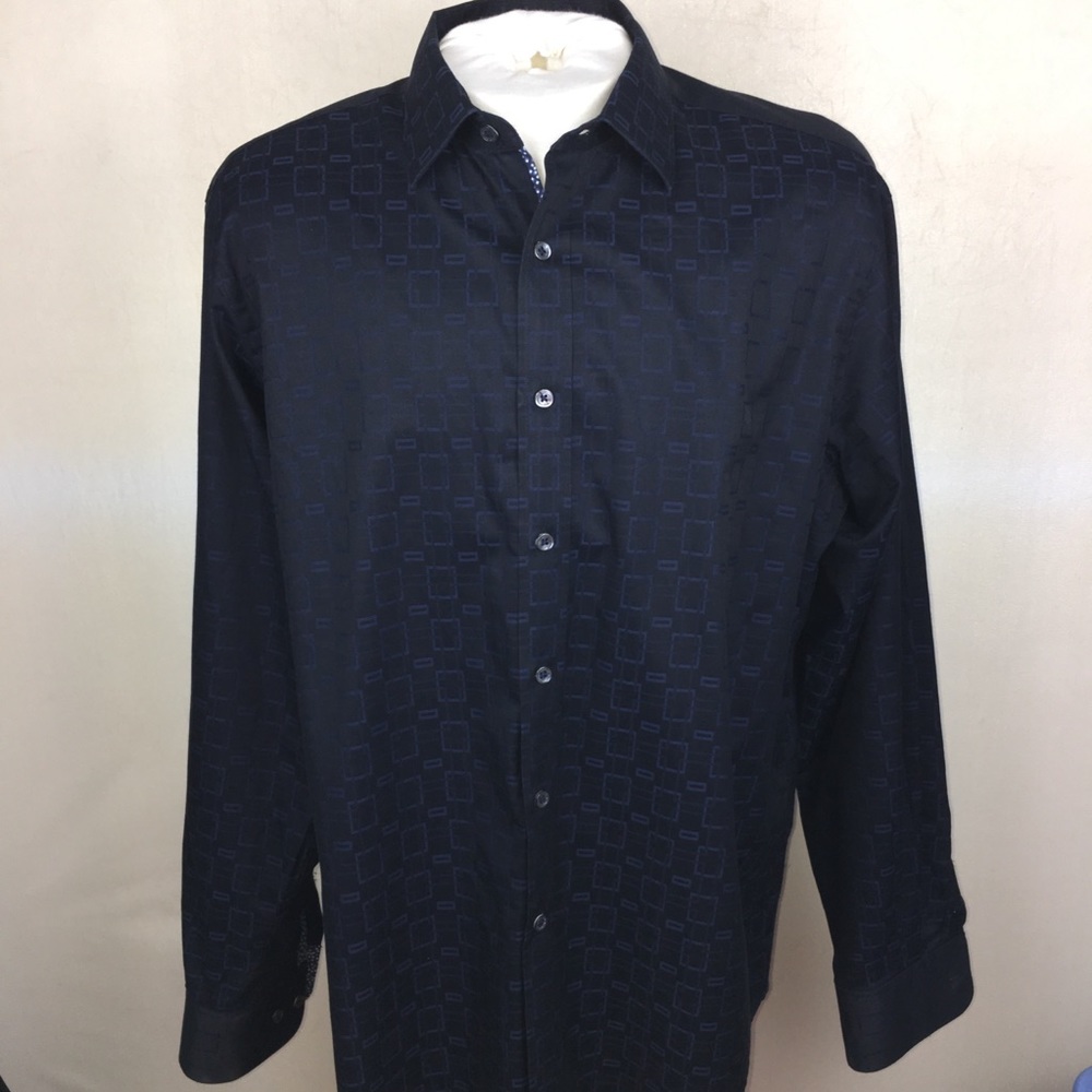 Bugatchi Geometric Classic Fit Dress Shirt Large